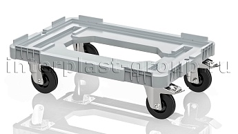 Тележка пластиковая с отверстием 2 колеса с тормозом усиленная серая в Петропавловске Тележка пластиковая с отверстием 2 колеса с тормозом усиленная серая в Петропавловске