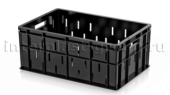 Ящик для молока, мяса, овощей и фруктов малая перфорация дно сплошное черный в Петропавловске Ящик для молока, мяса, овощей и фруктов малая перфорация дно сплошное черный в Петропавловске