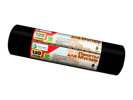 Мешки для мусора 120 л, черные, в рулоне 10 шт., ПНД, 12 мкм, 1100х700 мм, MIRPACK Classik, 1201011 в Петропавловске