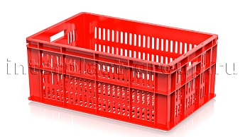 Ящик для молока, мяса, овощей и фруктов большая перфорация дно перфорированное красный в Петропавловске Ящик для молока, мяса, овощей и фруктов большая перфорация дно перфорированное красный в Петропавловске