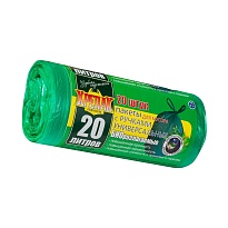 Мешки для мусора 20 л, биоразлагаемые, с ручками, черные, в рулоне 30 шт., ПНД, 10 мкм, 550х440 мм, Крепак, 4607075710047 в Петропавловске