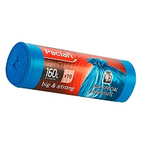 Мешки для мусора 160 л, синие, в рулоне 10 шт., ПВД, 21 мкм, 1200х870 мм, PACLAN Big&Strong, 604075 в Петропавловске
