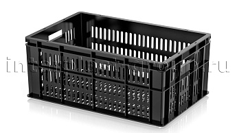 Ящик для молока, мяса, овощей и фруктов большая перфорация дно перфорированное черный в Петропавловске