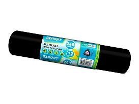 Мешки для мусора 240 л, черные, в рулоне 10 шт., ПВД 80 мкм, 1300х930 мм, EXPORT, exp 24010167 в Петропавловске