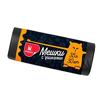 Мешки для мусора 35 л, с ушками, черные, в рулоне 30 шт., ПНД, 10 мкм, 655х500 мм, Comfort, М6064 в Петропавловске