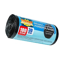 Мешки для мусора 180 л, с ушками, черные, в рулоне 30 шт., ПНД, 20 мкм, 1150х800 мм, Крепак, 4607075710399 в Петропавловске Мешки для мусора 180 л, с ушками, черные, в рулоне 30 шт., ПНД, 20 мкм, 1150х800 мм, Крепак, 4607075710399 в Петропавловске