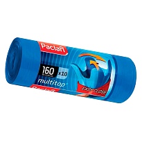 Мешки для мусора 160 л, с ушками, синие, в рулоне 10 шт., ПВД, 30 мкм, 1250х900 мм, PACLAN Multitop, 604064 в Петропавловске
