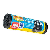 Мешки для мусора 180 л, черные, в рулоне 10 шт., ПНД, 20 мкм, 1150х800 мм, Крепак, 4607075710481 в Петропавловске Мешки для мусора 180 л, черные, в рулоне 10 шт., ПНД, 20 мкм, 1150х800 мм, Крепак, 4607075710481 в Петропавловске