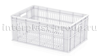 Ящик для молока, мяса, овощей и фруктов большая перфорация дно перфорированное белый в Петропавловске