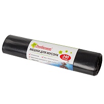 Мешки для мусора 240 л, черные, в рулоне 5 шт., ПВД 30 мкм, 1300х900 мм, Любаша, 605338 в Петропавловске