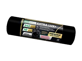 Мешки для мусора 240 л, черные, в рулоне 10 шт., ПВД 60 мкм, 1300х930 мм, EXTRA LUX+, 24010115 в Петропавловске