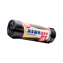 Мешки для мусора 60 л, черные, в рулоне 20 шт., ПНД, 9 мкм, 700х600 мм, МЕШКОFF, 4045 в Петропавловске